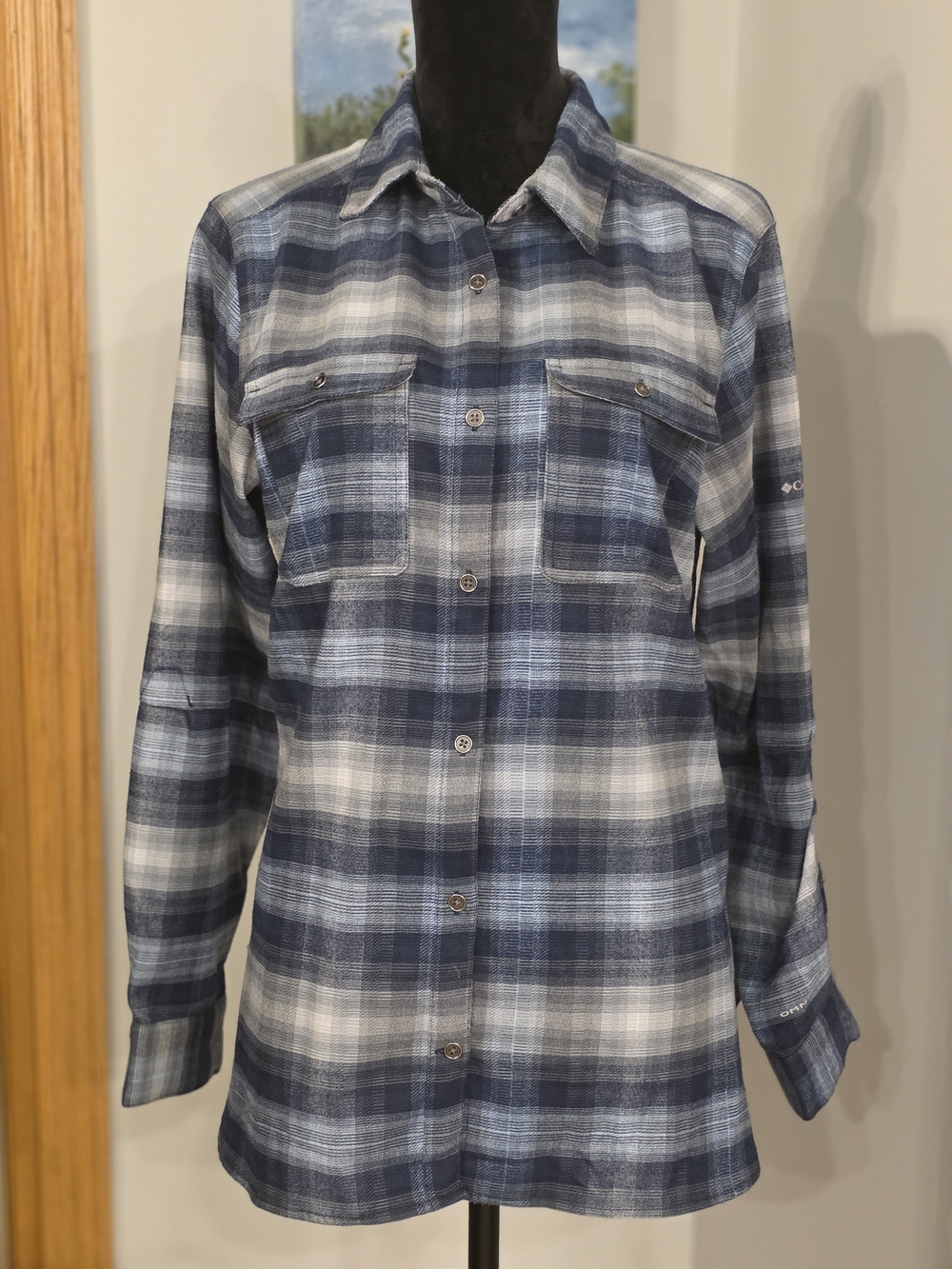 Columbia Women's Large. Long-Sleeve Plaid Flannel Shirt, Omni-Wick